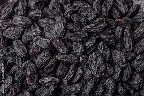 Canvastavla Sweet, dry black or blue raisins made from grapes are a healthy and nutritious food
