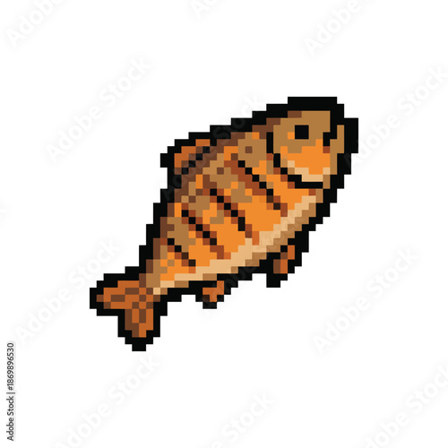 Pixel Art Grilled Fish Sprite