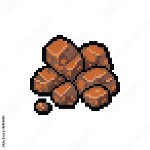 Pixel Art Iron Ore Sprite