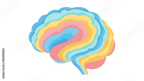 Vibrant layered brain illustration representing the complex beauty of human thought, creativity, and the multifaceted nature of cognitive processes and intelligence