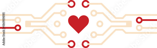 Digital heart connected to circuits