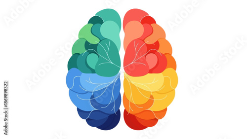 Colorful abstract brain illustration symbolizing the intricate balance between logical thinking and creative imagination within the human mind