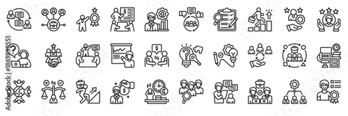 Experience icon collection line style. Containing Communication, Networking, Professionalism, Training, Work Experience, Development, Feedback