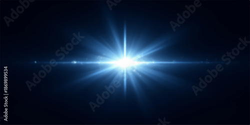 Abstract Bright light source with lens flare on dark background