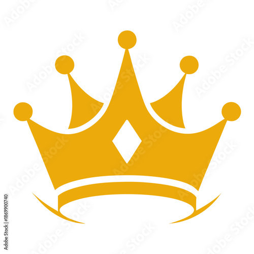Golden crown with diamond emblem in regal style on white background for royalty and power themes
