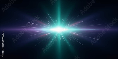 Bright light with lens flare effect on dark background