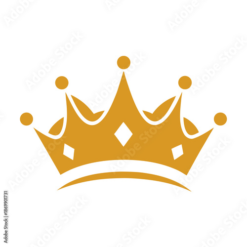 Golden crown with diamond accents in regal style with bright lighting on white background for royalty and luxury.