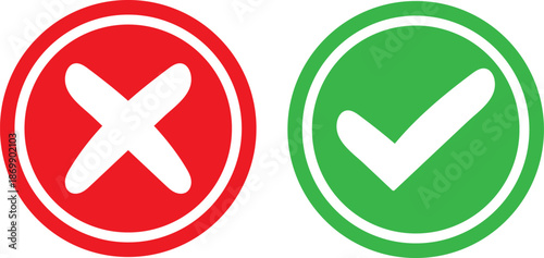 Red cross and green check mark icons