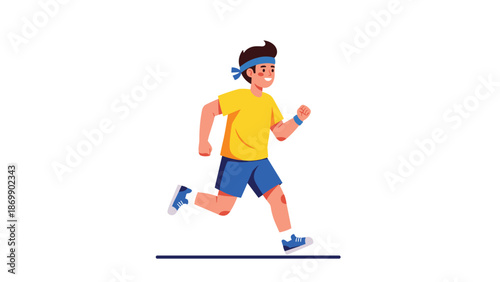 Energetic young man running or jogging in athletic wear, promoting a healthy active lifestyle and physical fitness.