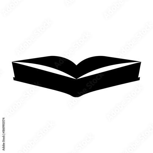 Black silhouette of an open book, inviting readers to explore the pages