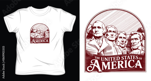 The united states of america patriotic vintage design featuring presidents on mount rushmore historical landmark