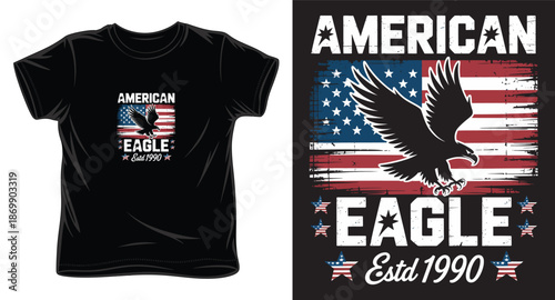 American eagle t shirt design patriotic graphic with usa flag