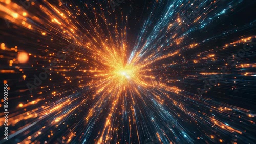 Dynamic cosmic burst: fiery particles emanating in vivid luminescence