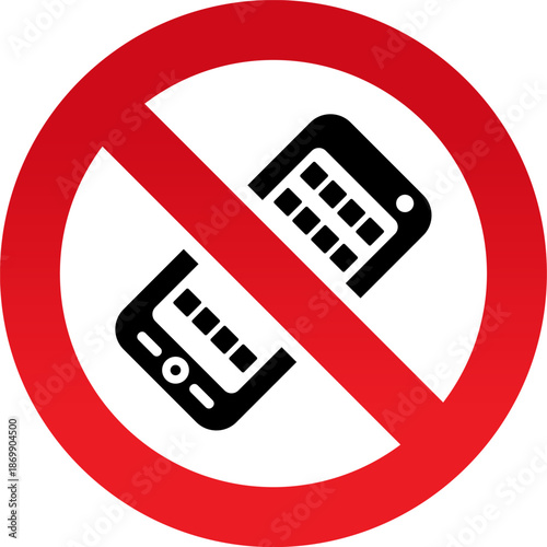 No mobile phone sign prohibition symbol for smartphone use isolated on white background for communication restrictions