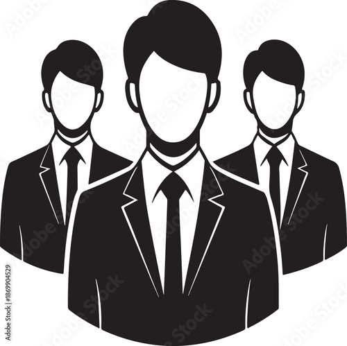 Three faceless businessmen in suits standing together