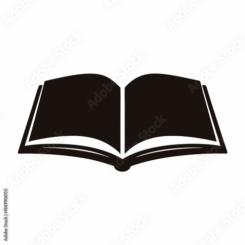Open book icon representing knowledge learning and education in simple black color