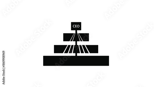 Business corporate hierarchy pyramid structure with CEO leader at top, modern minimalist flat design for company organization and management concept