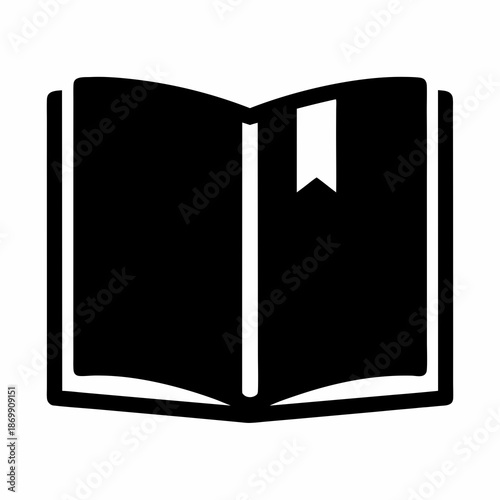 Open book with a bookmark icon illustration symbolizing knowledge and education