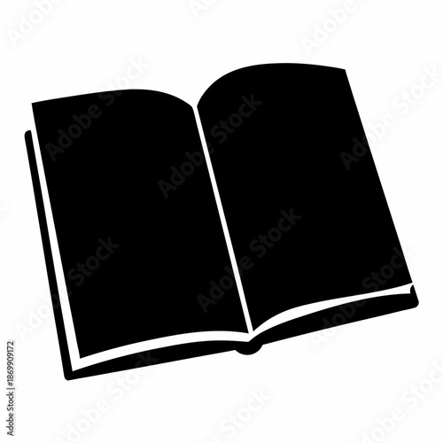 Open Book Silhouette on White Background Symbolizing Knowledge and Education