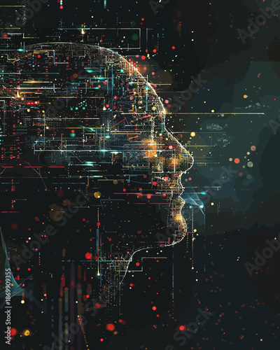 Human Mind as Supercomputer Concept Illustration