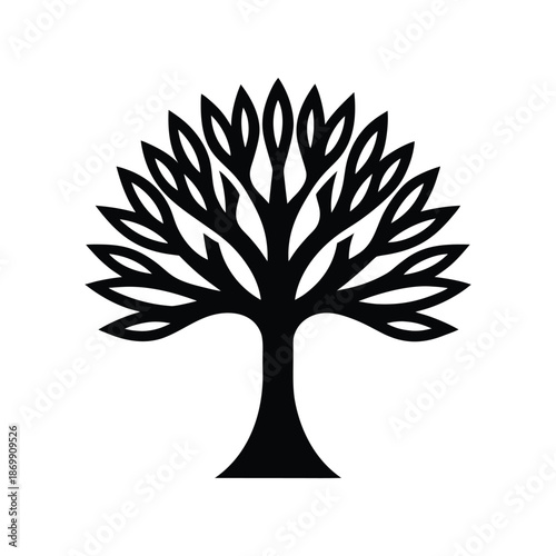 Stylized Tree Silhouette Isolated on Transparent Background for Design Projects
