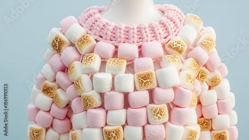 Creative marshmallow sweater with pink and toasted white marshmallows