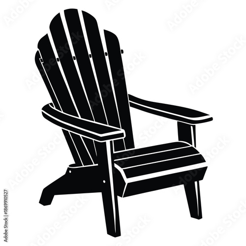 Adirondack Chair Back View Silhouette Black and White Vector for Furniture Assembly Guides and Exterior Design