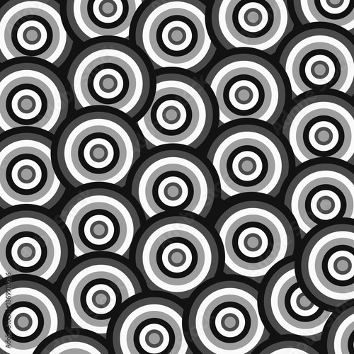 Seamless Black and White Geometric Circle Pattern Abstract Background