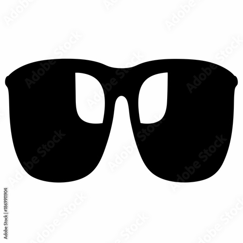 Silhouette of large black sunglasses with thick frames and rounded lenses
