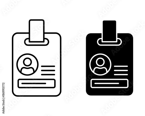 Two I D badges with clip and person in white and black versions ID badge person white identification