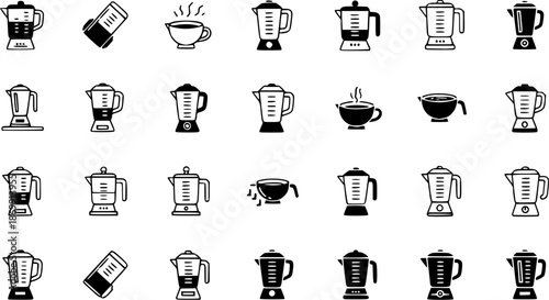Collection of blender icons in various hand drawn and digital styles
