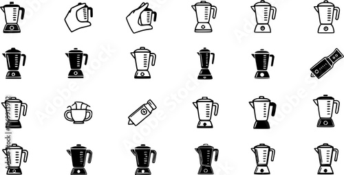 Collection of blender icons in various hand drawn and digital styles
