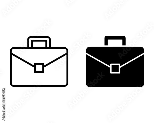 Two black and white briefcase with handles and envelope flaps