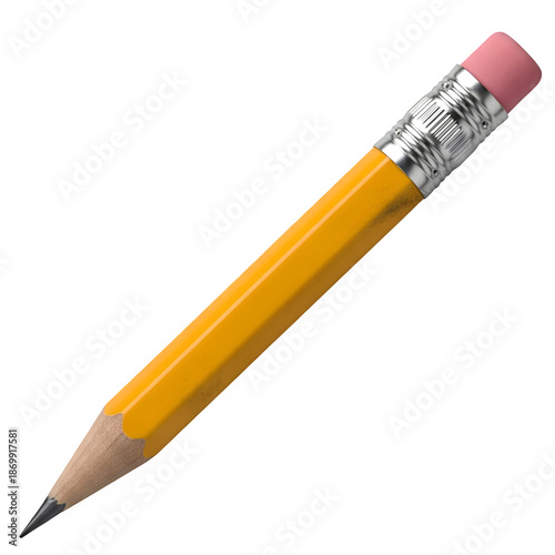 A standard yellow no 2 pencil with pink eraser
