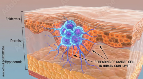 Cancer cell health care medical concept doctor illustration woman patient skin background epidermis dermis hypodermis oncology cancer health concept background supporting care Cancer check concept