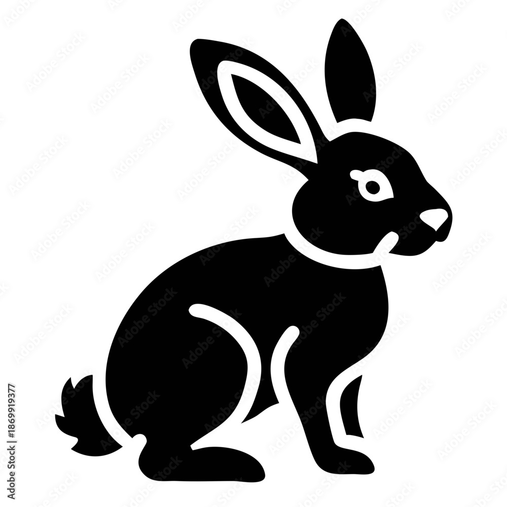 Obraz premium Cute rabbit silhouette sitting upright