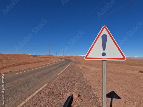 Warning Road Sign With Exclamation Mark