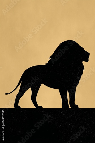 Silhouette of a majestic proud lion, leadership concept