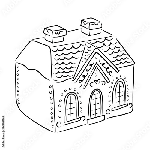 Título: Gingerbread House Vector – Christmas Holiday Clipart Illustration