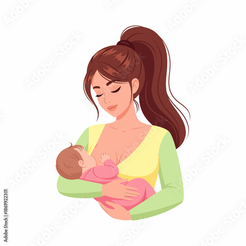Mother Breastfeeding Baby Nursing Newborn Motherhood.