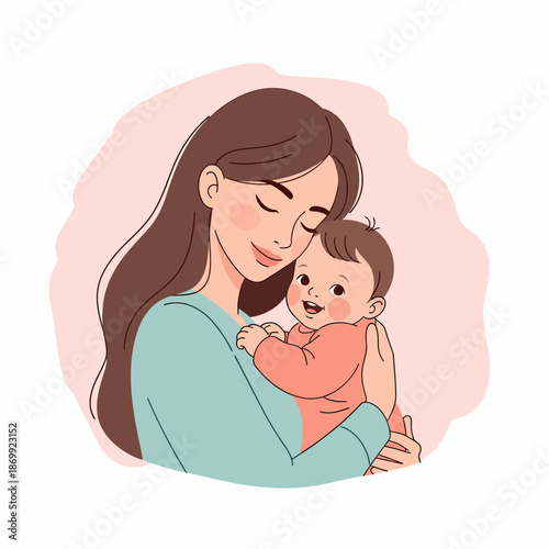 mother holding baby loving motherhood tender moment.