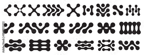 Set of black metabolic figures on a white background. Metabol. Geometric elements for creating logos, posters, banners, presentations. Isolated vector illustration.