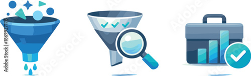 Lead Conversion Process. Lead progression framework depicted through filtering stages transforming interest into qualified