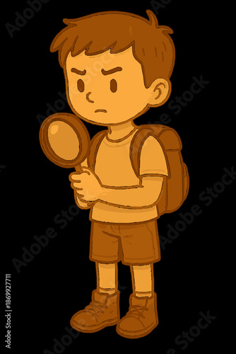 Enfant détective silhouette dorée