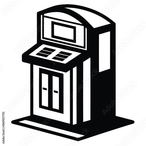 Black Silhouette of a Transit Ticket Dispenser Vending Machine for Urban Infrastructure Design