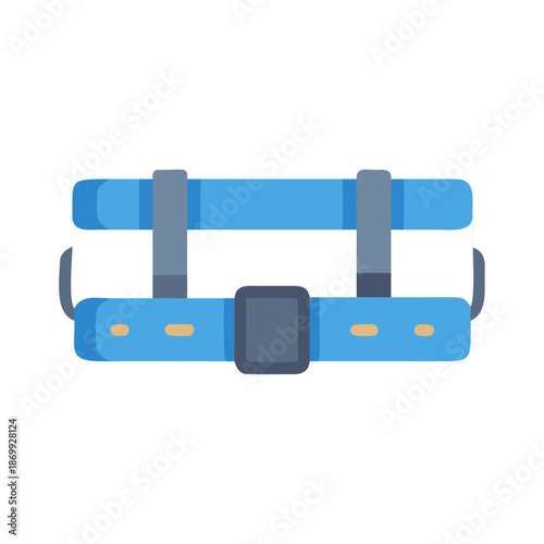 Blue and grey backpack strap for travel and outdoor adventure gear illustration
