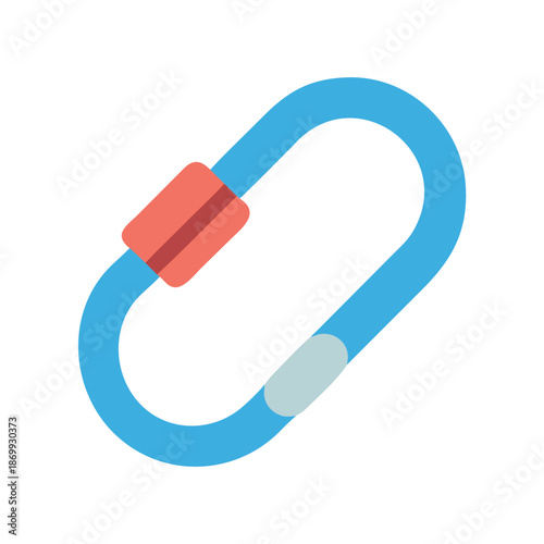 A minimalist carabiner clip illustration with a flat style and vibrant color palette
