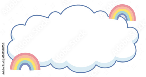 Whimsical Cloud with Rainbows