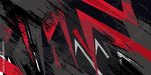 Abstract red and grey sports racing concept banner background design. Car decal wrap design