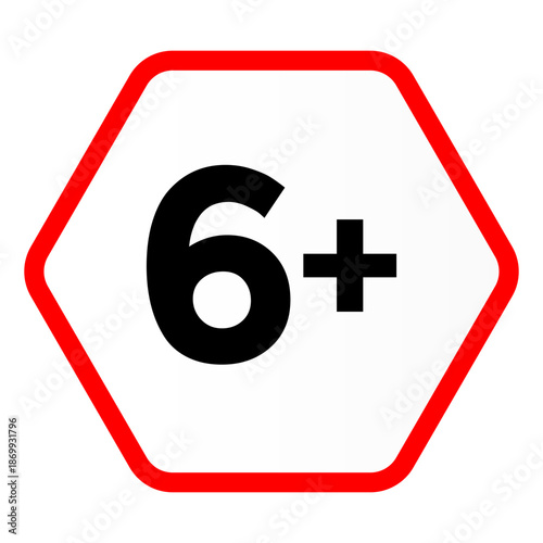 Red Hexagon 6 Plus Age Restriction Content Rating Icon